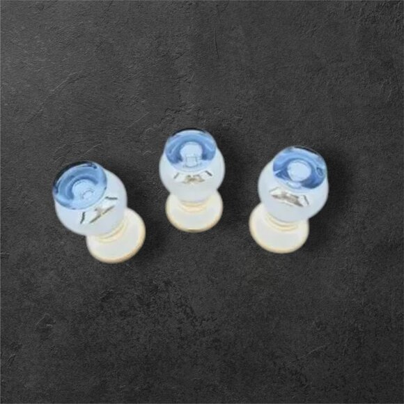 Vintage Bohemia Decanter Set with 6 Glasses Frosted Blue with Gold Gilt Trim - Picture 6 of 14